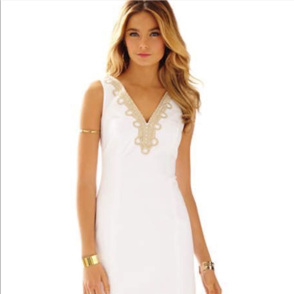 Lily Pulitzer white and gold dress